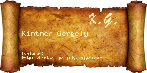 Kintner Gergely névjegykártya